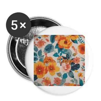 Blumen - Buttons groß 56 mm (5er Pack) - Weiß - Vorne