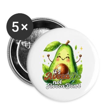 Happy Avocado its AvocaDo Design - Buttons groß 56 mm (5er Pack) - Weiß - Vorne