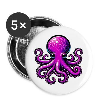 Pieuvre - Lot de 5 grands badges (56 mm) - blanc - Devant