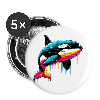 Killer whale - Buttons large 2.2''/56 mm (5-pack) - white - Front