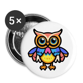 Eule Halloween Comic Lustig - Buttons groß 56 mm (5er Pack) - Weiß - Vorne