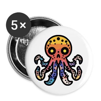 Oktopus Halloween Comic Lustig - Buttons groß 56 mm (5er Pack) - Weiß - Vorne