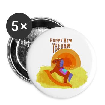 Happy New Year Western - Buttons groß 56 mm (5er Pack) - Weiß - Vorne
