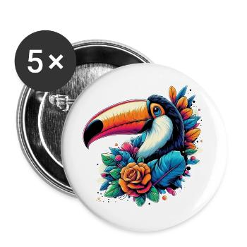 Tukan - Buttons groß 56 mm (5er Pack) - Weiß - Vorne