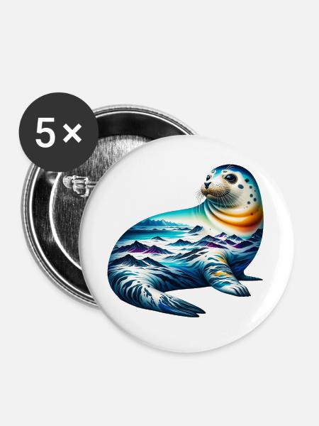 Siegel - Buttons groß 56 mm (5er Pack) - Weiß