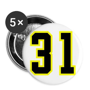 31 Zahl Trikot - Buttons groß 56 mm (5er Pack) - Weiß - Vorne