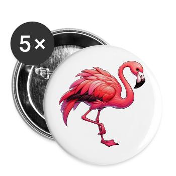 Flamant - Lot de 5 grands badges (56 mm) - blanc - Devant