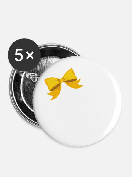 Buchstabe h gelbe Schleife - Buttons groß 56 mm (5er Pack) - Weiß