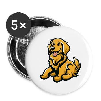 Bande dessinée d’animaux de chien - Lot de 5 grands badges (56 mm) - blanc - Devant