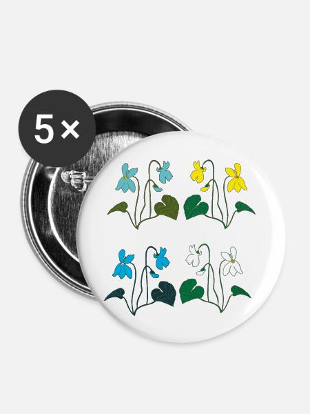 veilchen 4 farbig - Buttons groß 56 mm (5er Pack) - Weiß