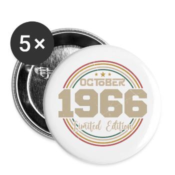 Born in October 1966 Retro Anniversary October 1966 - Buttons large 2.2''/56 mm (5-pack) - white - Front