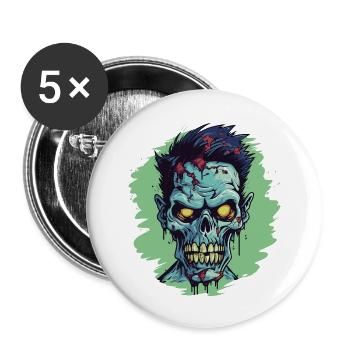 Horror Punk Zombie Skull - Buttons large 2.2''/56 mm (5-pack) - white - Front