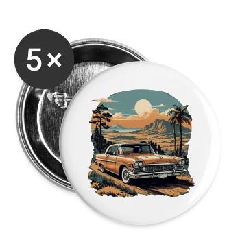 Oldtimer Leidenschaft: Stilvolle Kollektion - Buttons groß 56 mm (5er Pack) - Weiß - Vorne