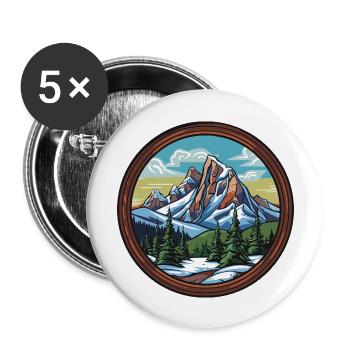 Mountains 1 - Buttons large 2.2''/56 mm (5-pack) - white - Front