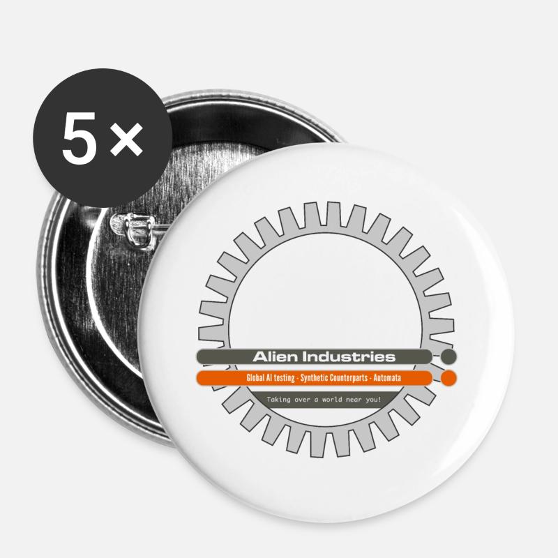 alien industries cog logo - Buttons large 2.2''/56 mm (5-pack) - white