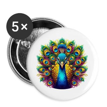Peacock - Buttons large 2.2''/56 mm (5-pack) - white - Front