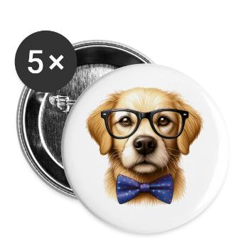 Chien - Lot de 5 grands badges (56 mm) - blanc - Devant