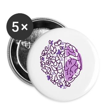 Gehirn Schmetterlinge lila Epilepsie Bewusstsein - Buttons groß 56 mm (5er Pack) - Weiß - Vorne
