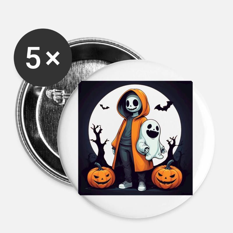 Halloween Ghosts - Buttons large 2.2''/56 mm (5-pack) - white