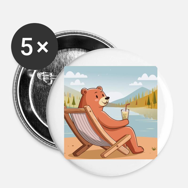 Gönn dir ne Auszeit - Buttons groß 56 mm (5er Pack) - Weiß