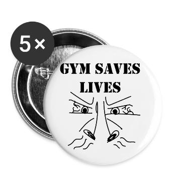La salle de sport sauve des vies - Lot de 5 grands badges (56 mm) - blanc - Devant