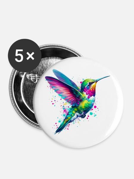 Kolibri - Buttons groß 56 mm (5er Pack) - Weiß