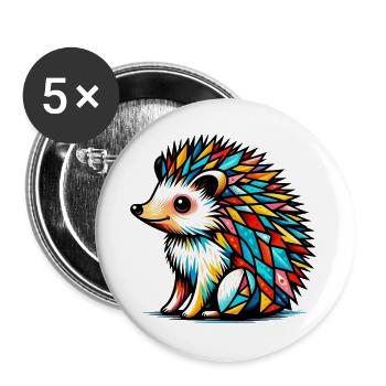 Hérisson - Lot de 5 grands badges (56 mm) - blanc - Devant