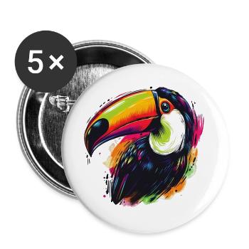 Tukan - Buttons groß 56 mm (5er Pack) - Weiß - Vorne
