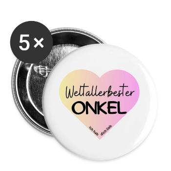 Weltallerbester Onkel- Ich hab dich lieb! - Buttons groß 56 mm (5er Pack) - Weiß - Vorne