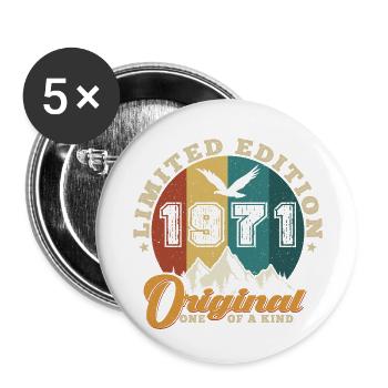Original 1971 Vintage - Cadeau D’anniversaire 1971 - Lot de 5 grands badges (56 mm) - blanc - Devant