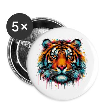 Tigre - Lot de 5 grands badges (56 mm) - blanc - Devant