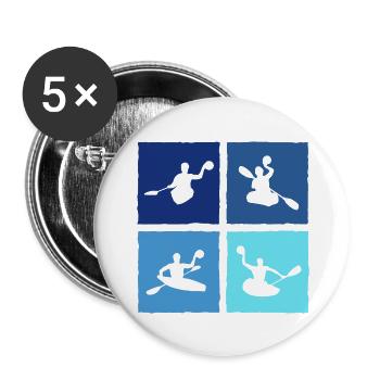 Kanupolo Canoe Polo Spieler Retro Style - Buttons groß 56 mm (5er Pack) - Weiß - Vorne