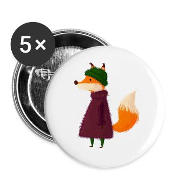 Renard - Lot de 5 grands badges (56 mm) - blanc - Devant