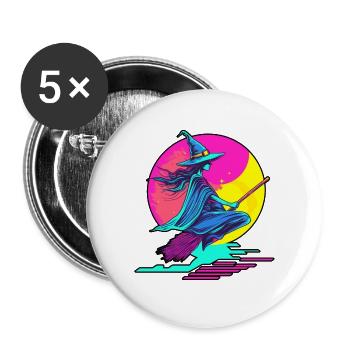 Sorcière Sorcières Halloween 90s Vaporwave - Lot de 5 grands badges (56 mm) - blanc - Devant