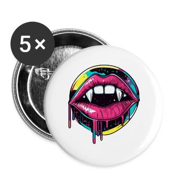 Vampir Lippen Halloween 90s Vaporwave - Buttons groß 56 mm (5er Pack) - Weiß - Vorne