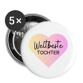 Weltallerbeste Tochter - Buttons groß 56 mm (5er Pack) - Weiß - Vorne