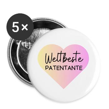 Weltbeste Patentante! Personalisierbar - Buttons groß 56 mm (5er Pack) - Weiß - Vorne
