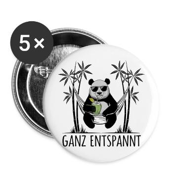 Panda - Complètement détendu - Lot de 5 grands badges (56 mm) - blanc - Devant