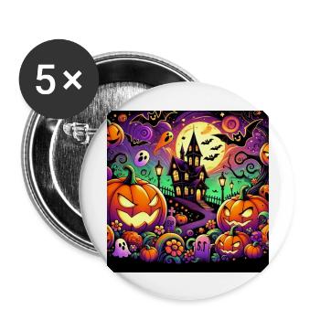Halloween-Tag - Buttons groß 56 mm (5er Pack) - Weiß - Vorne