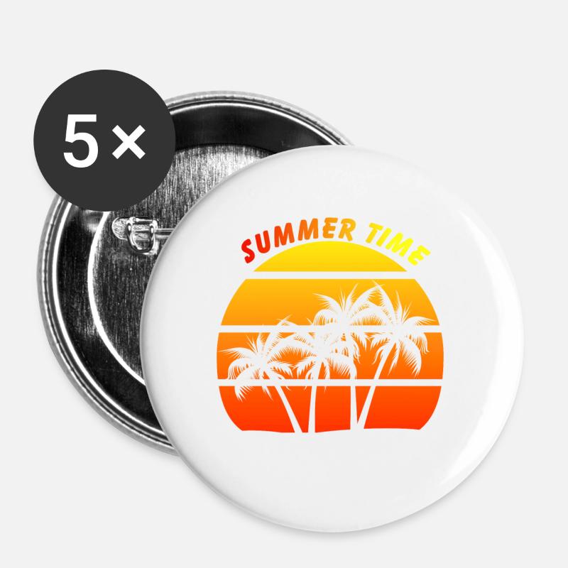 Summer time - Buttons large 2.2''/56 mm (5-pack) - white