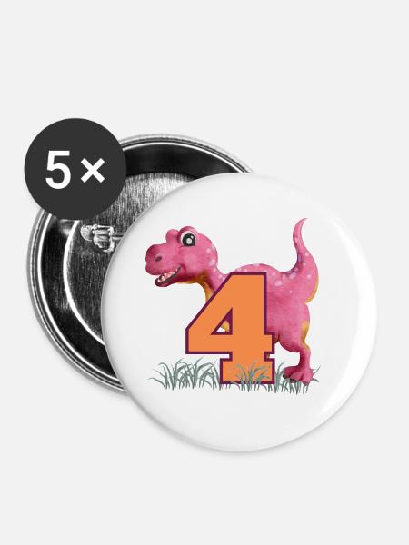Nr.4 Dino - Buttons groß 56 mm (5er Pack) - Weiß