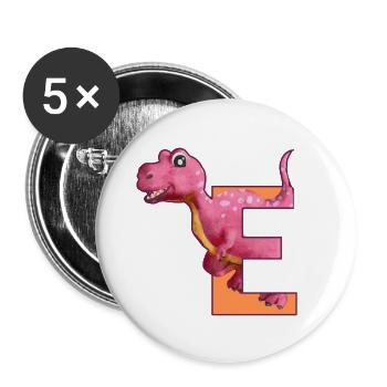 E - DINOSAURIER, Personalisierbar - Buttons groß 56 mm (5er Pack) - Weiß - Vorne
