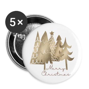 Merry Christmas - Buttons groß 56 mm (5er Pack) - Weiß - Vorne