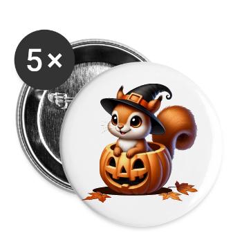 Écureuil mignon d’Halloween : un plaisir effrayant et doux - Lot de 5 grands badges (56 mm) - blanc - Devant