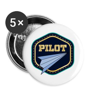 COSTUME DE PILOTE - Lot de 5 grands badges (56 mm) - blanc - Devant