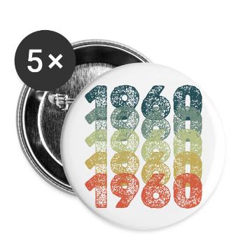 Year 1960 - Buttons large 2.2''/56 mm (5-pack) - white - Front