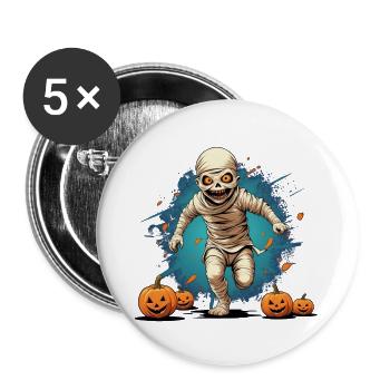 Halloween Mummy - Buttons large 2.2''/56 mm (5-pack) - white - Front