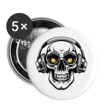 Skull Headphones Gamer Gamer Skull - Buttons large 2.2''/56 mm (5-pack) - white - Front