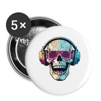 SKULL BEATS - Lot de 5 grands badges (56 mm) - blanc - Devant