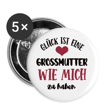 Grossmutter Oma Mama Uroma Mutter Großmutter - Buttons groß 56 mm (5er Pack) - Weiß - Vorne
